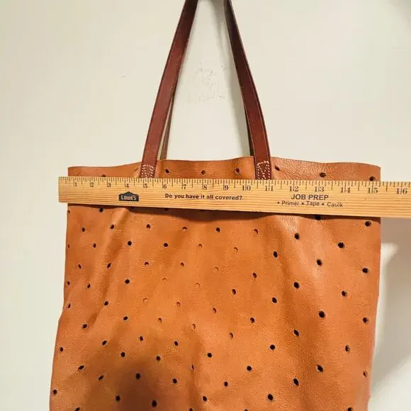 Madewell Bag Womens Size Medium Brown Leather Tote Perforated Transport Shoulder - Picture 11 of 11